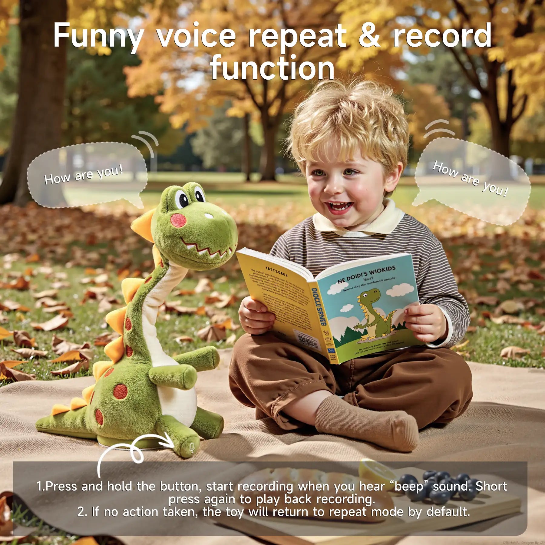 Dinosaurs Plush Interactive Baby Toys,Similar to Dancing Cactus with Talking Recording Repeating Speaking,Singing Dancing Dinosaurs Toy Gifts for Kids