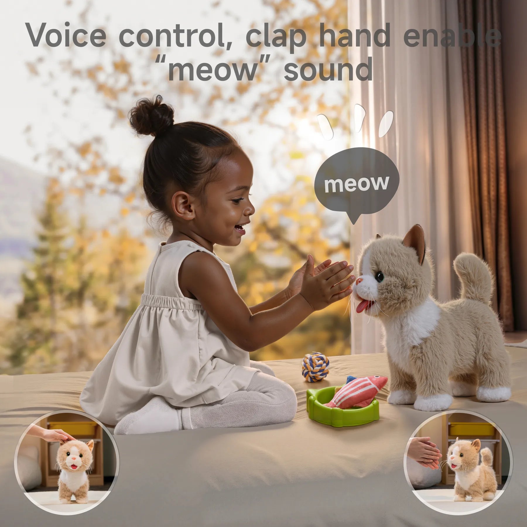 A child clapping hands to activate a realistic