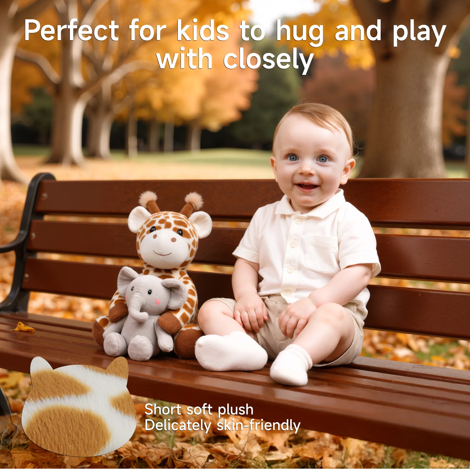 Interactive Giraffe Stuffed Animal with Voice Recording & Nursery Rhymes – Plush Toy with Singing, Swaying Motion & Elephant Buddy – Soft, Cuddly Gift for Toddlers, Boys & Girls 3+