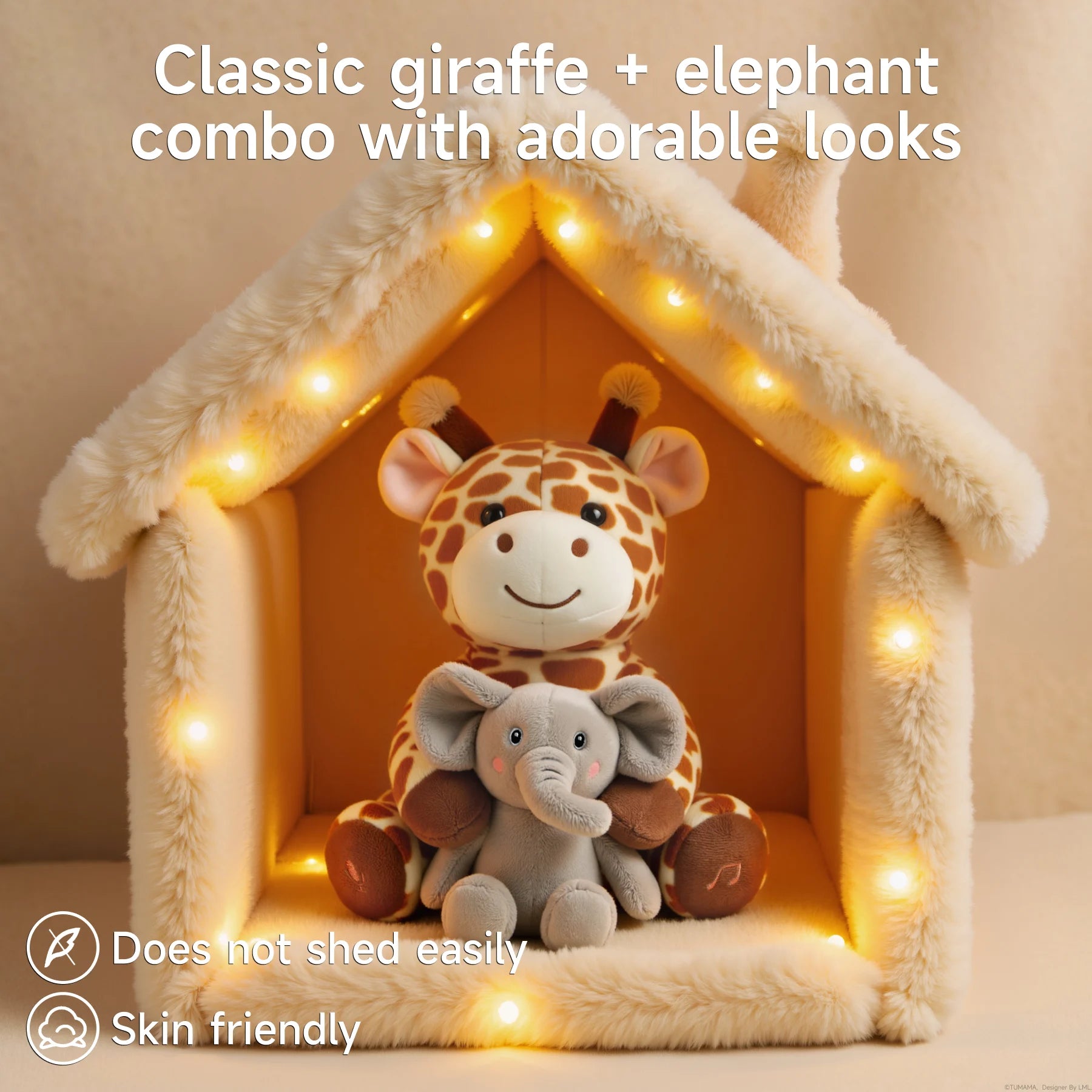 Interactive Giraffe Stuffed Animal with Voice Recording & Nursery Rhymes – Plush Toy with Singing, Swaying Motion & Elephant Buddy – Soft, Cuddly Gift for Toddlers, Boys & Girls 3+