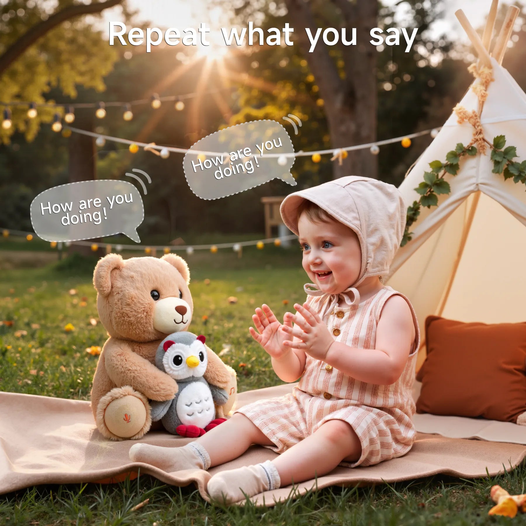 Teddy Bear Plush Toy with Voice Recording & Nursery Rhymes – Interactive Stuffed Animal with Movement, Talking & Singing Features, Soft Musical Gift for Toddlers and Kids