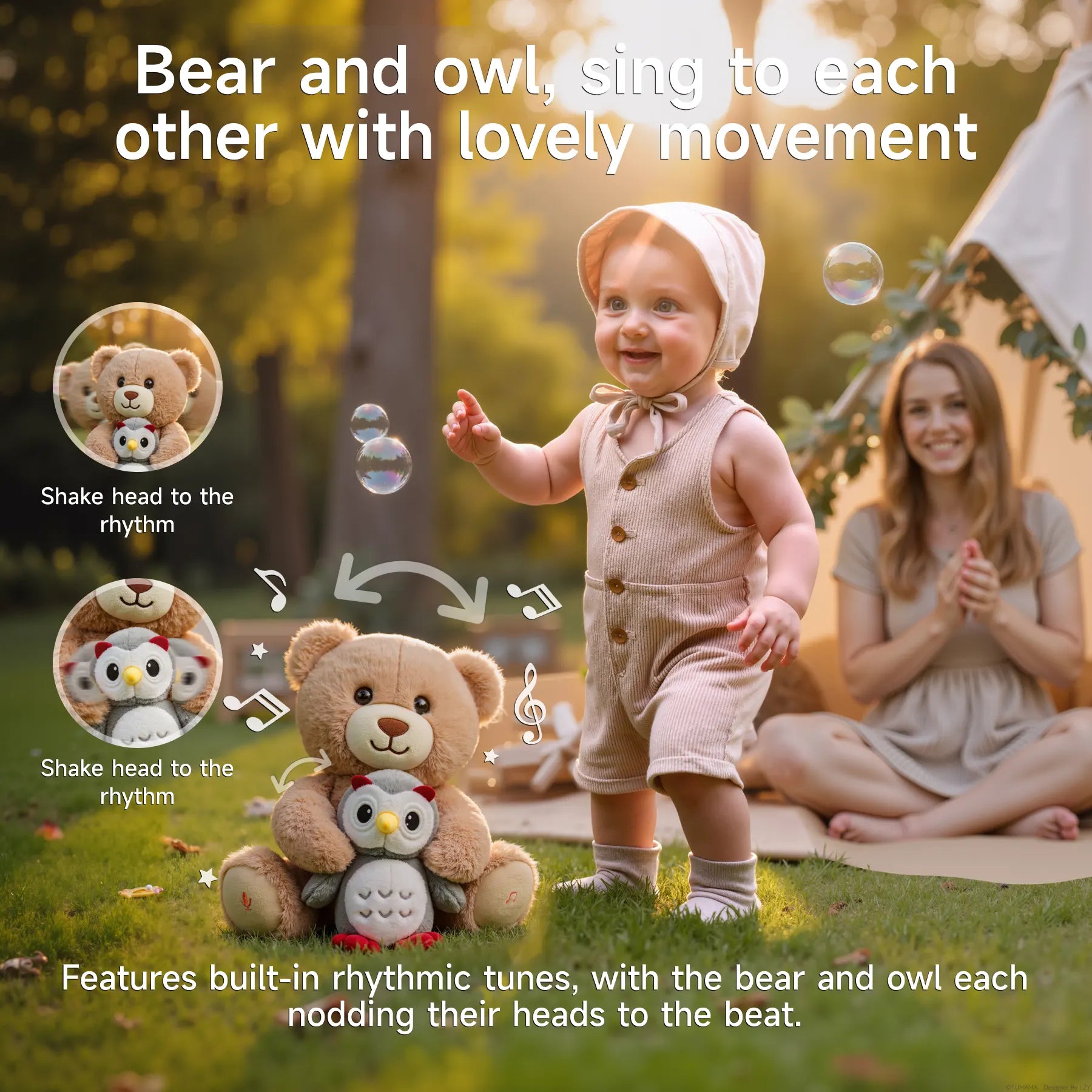 Teddy Bear Plush Toy with Voice Recording & Nursery Rhymes – Interactive Stuffed Animal with Movement, Talking & Singing Features, Soft Musical Gift for Toddlers and Kids