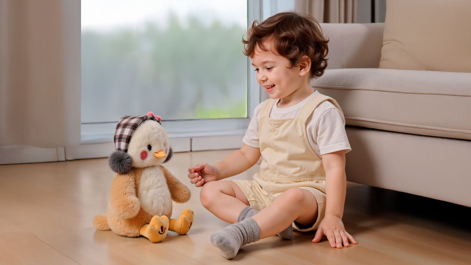 Talking Singing Hug Chick Toy Children, Interactive Plush Toy with 6 Songs and Movable Wings, Repeat Hug Me, Kiss Me Talking Toy from 3 4 5