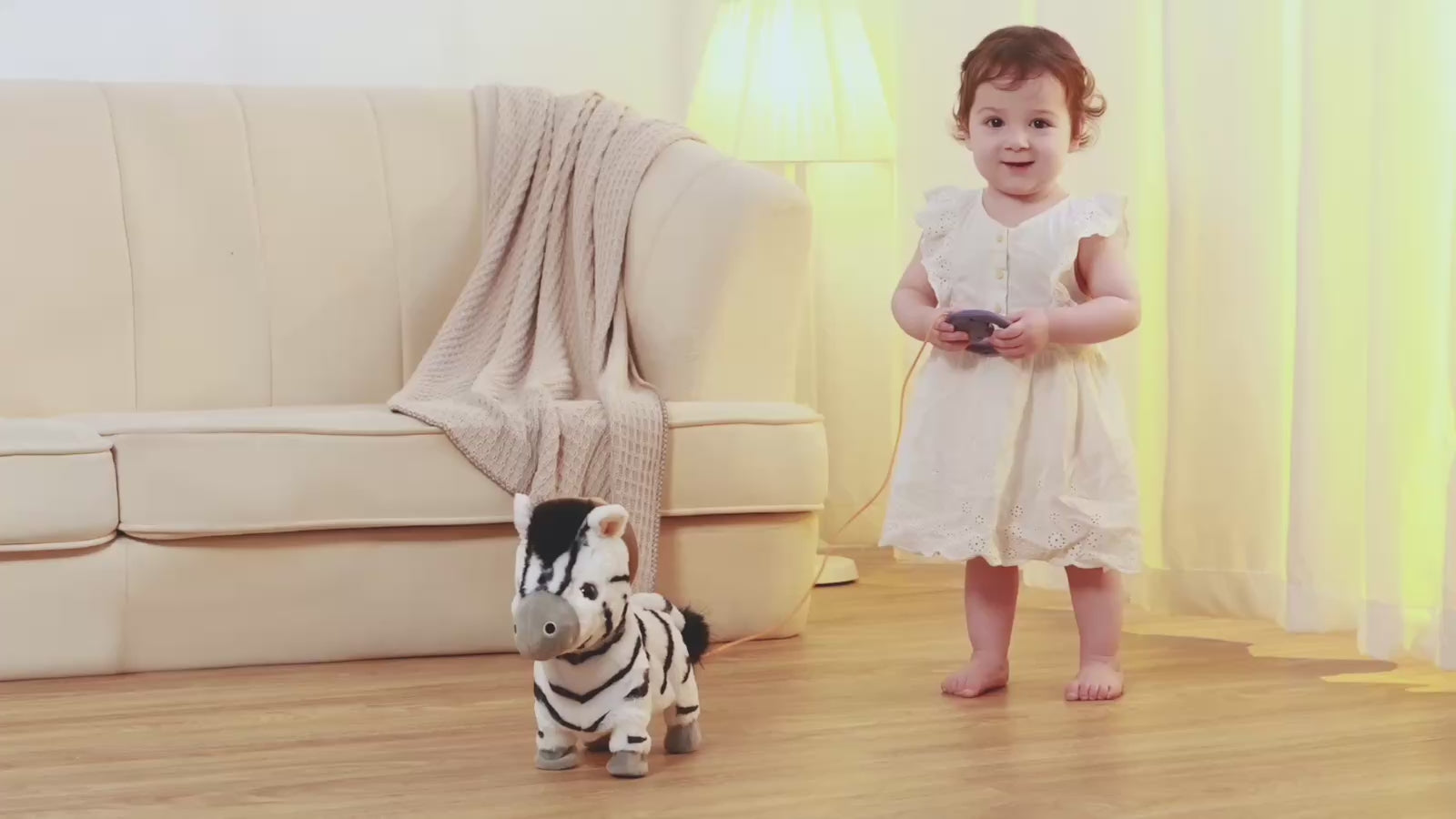 Walking Talking Toy Zebra with Remote Control Leash, Plush Pet Electronic Interactive Toys, Walks, Barks, Sing